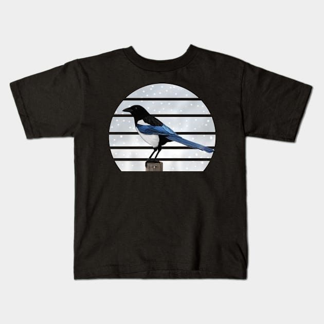 Magpie Winter Snow Bird Watching Birding Ornithologist Gift Kids T-Shirt by jzbirds